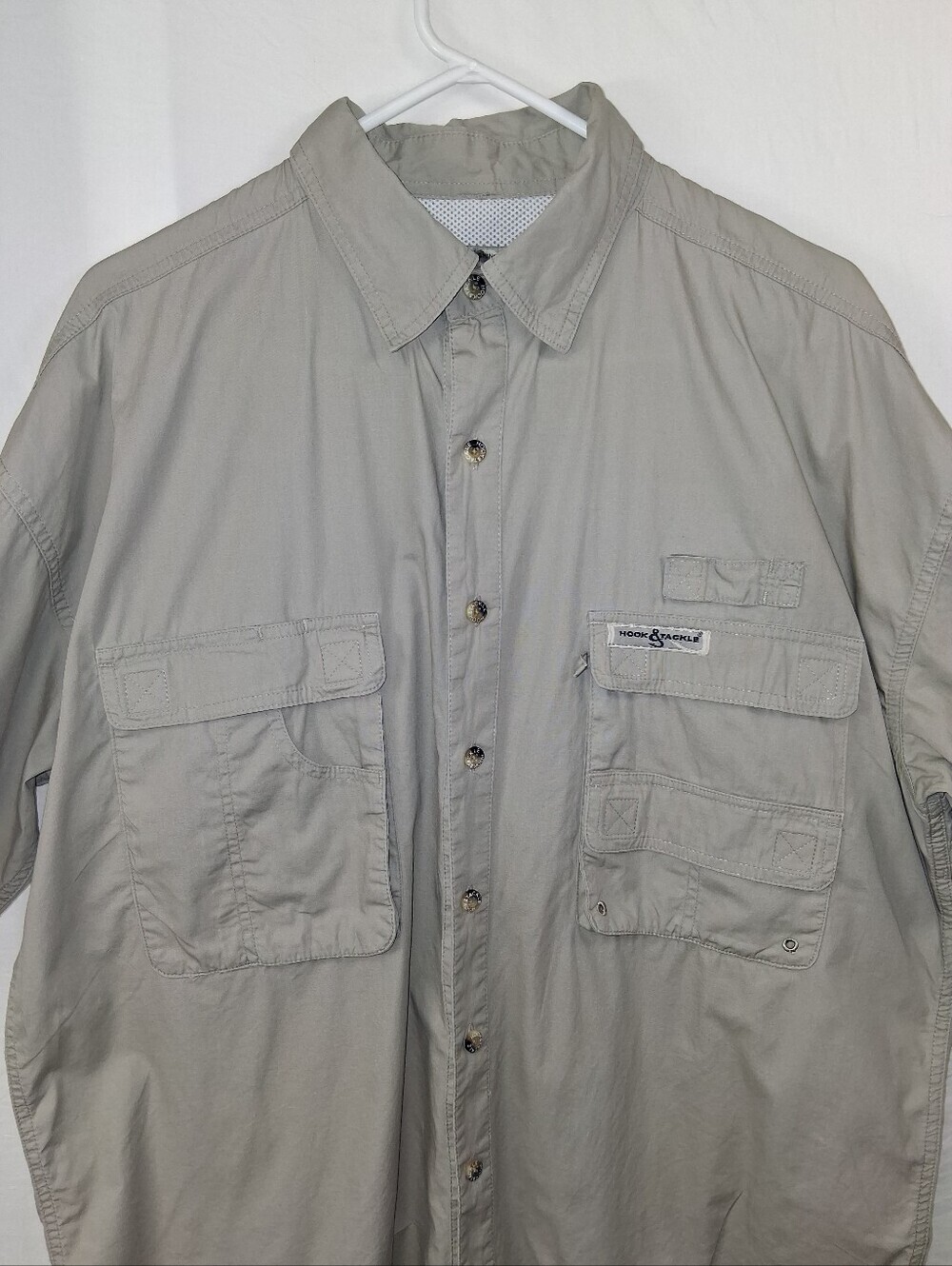 Hook & Tackle Men's Short-Sleeve Utility Button-Down Shirt in Taupe by - Picture 9 of 16